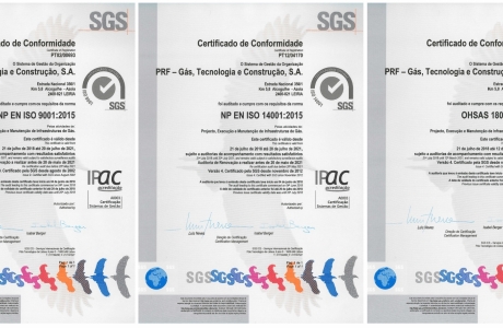 Certificados ISO 9001 / ISO 14001 / OHSAS18001